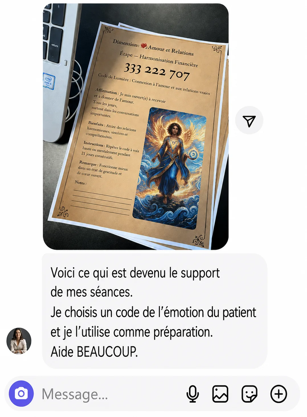 Témoignage d’une thérapeute reçu sur Instagram